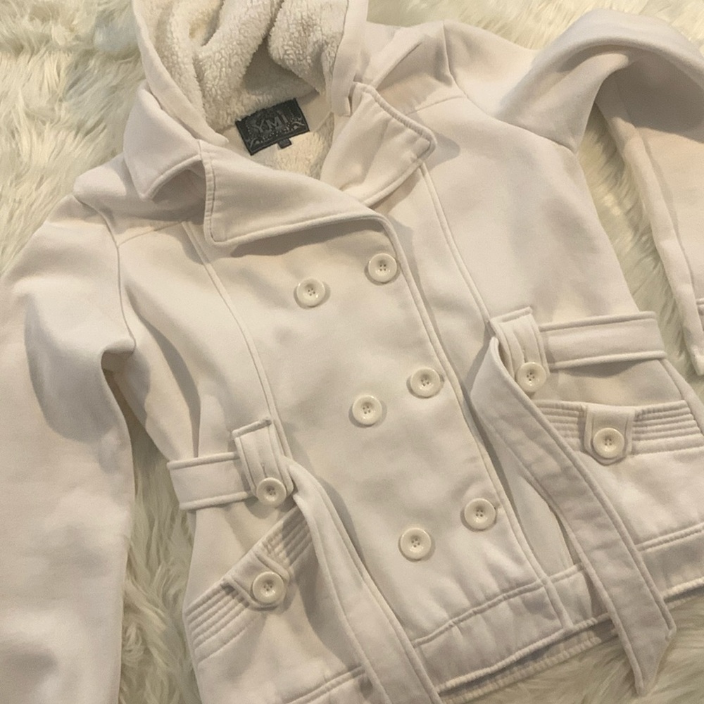 Cream Pea Coat, sherpa lined, soft inside & out